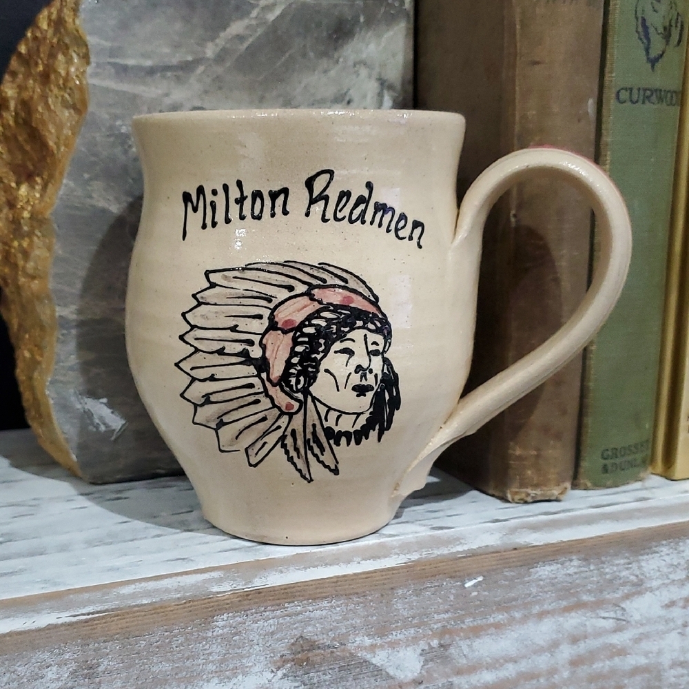 Vintage 1999 Oakland Village Milton Redman Cream and Black Coffee Mug Artisan